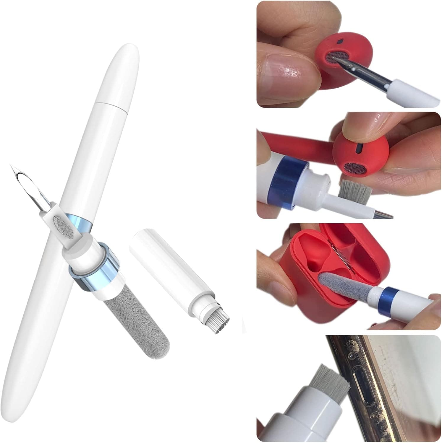 airpod Cleaner kit,Airpods Cleaning Kit 4 in 1 Multi-Function Cleaning Pen Set Tool Soft Brush for Airpods Pro 1 2 Wireless Earphones, Airpods Cleaning Tools for Bluetooth Earphones Valentine's Day