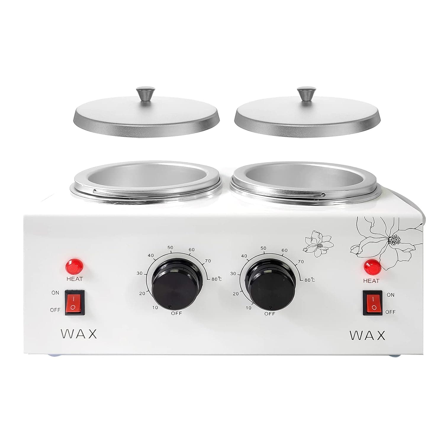 1.2L Double Portable Wax Warmer Machine for Painless Hair Removal, Women Men Professional Wax Heater with Adjustable Temperature Set,40pcs Wax Sticks(double pots)