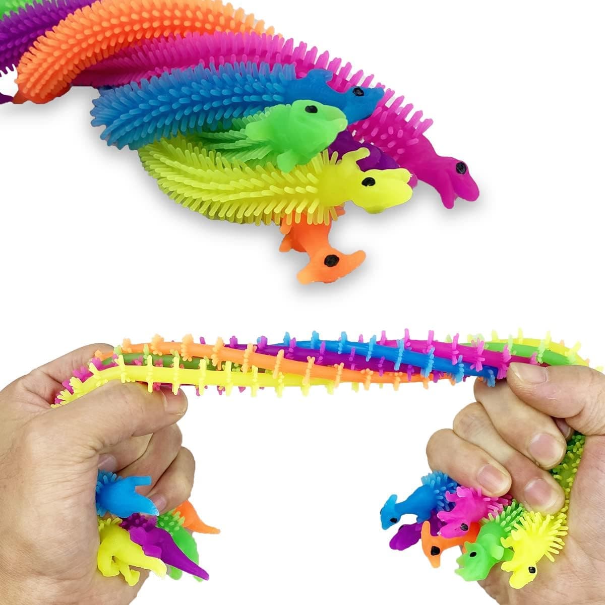 Jofan 6 Pack Dinosaur Stretchy String Fidget Sensory Toys for Kids Boys Girls Toddlers Stress Relief Easter Basket Stuffers Party Favors Gifts