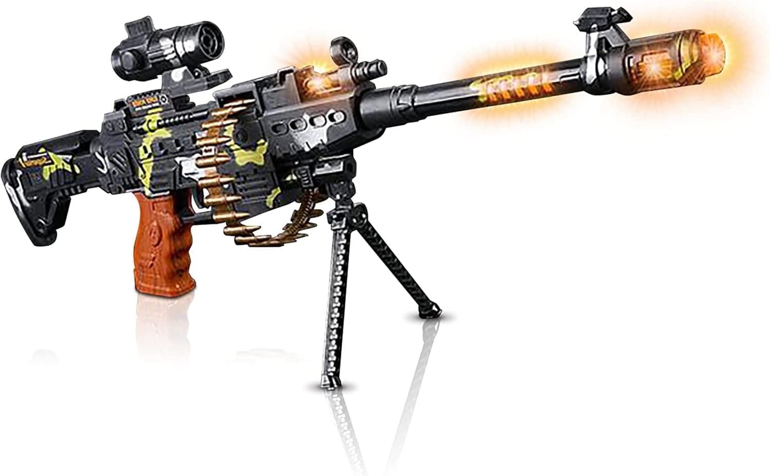 Toy Machine Gun with Scope, Stand and Carrying Strap by ArtCreativity - Flashing Lights, Sounds and Unique Revolving Rounds - Thrilling 25 Inch Submachine Gun Toy - Great Gift Idea for Boys and Girls