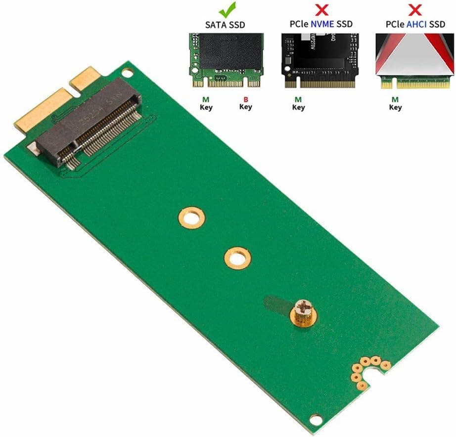 QNINE M.2 NGFF to A1398 A1425 (2012 & Early 2013) Adapter for MacBook Pro Retina SSD Replacement, B Key SATA Hard Disk Drive HDD Converter Card, Support 2230 2242 2260