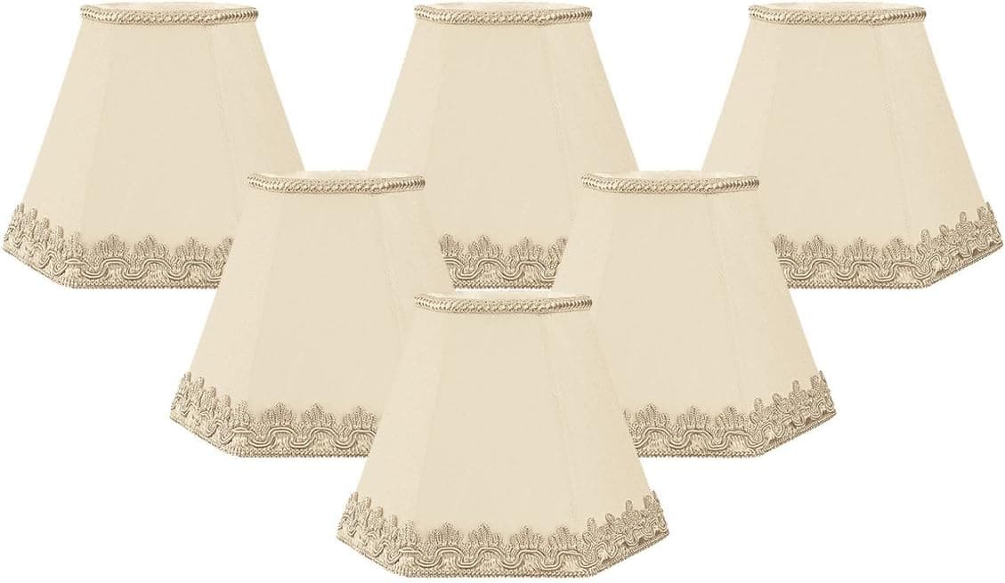 Royal Designs, Inc. Decorative Trim Hexagon Empire Chandelier Shade CS-601BG-6, Beige, 2.5 x 5 x 4.5, Pack of 6