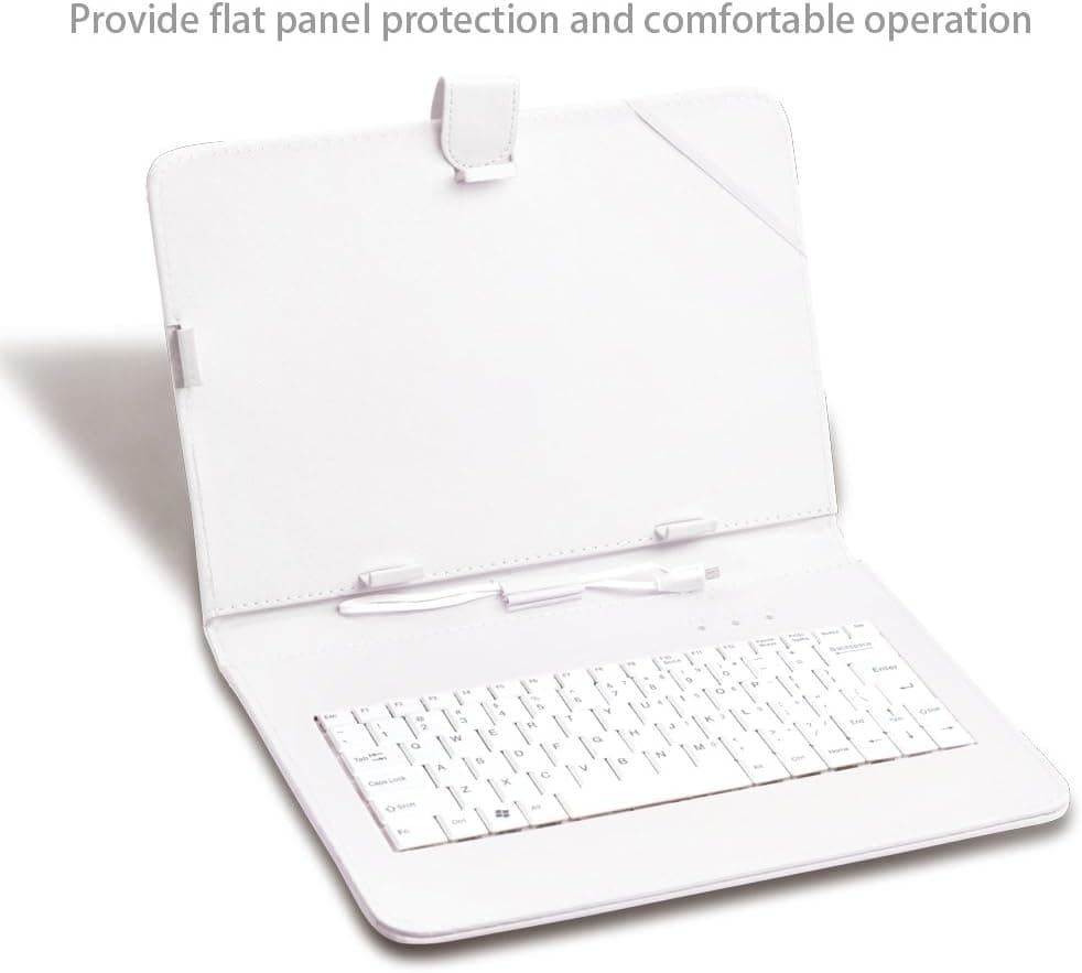Yuntab 10.1 Inch Universal Android Tablet Keyboard Case-Fantastic USB Keyboard and Premium PU Leather Case Stand Cover (White)