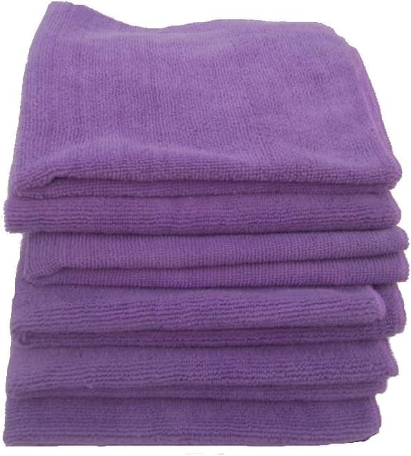 5 Beautful Purple Microfiber Towels 16" X 16"- 300 GSM Professional Quality Plus One Bonus 16" Blue Or Green Microfiber Glass Towel