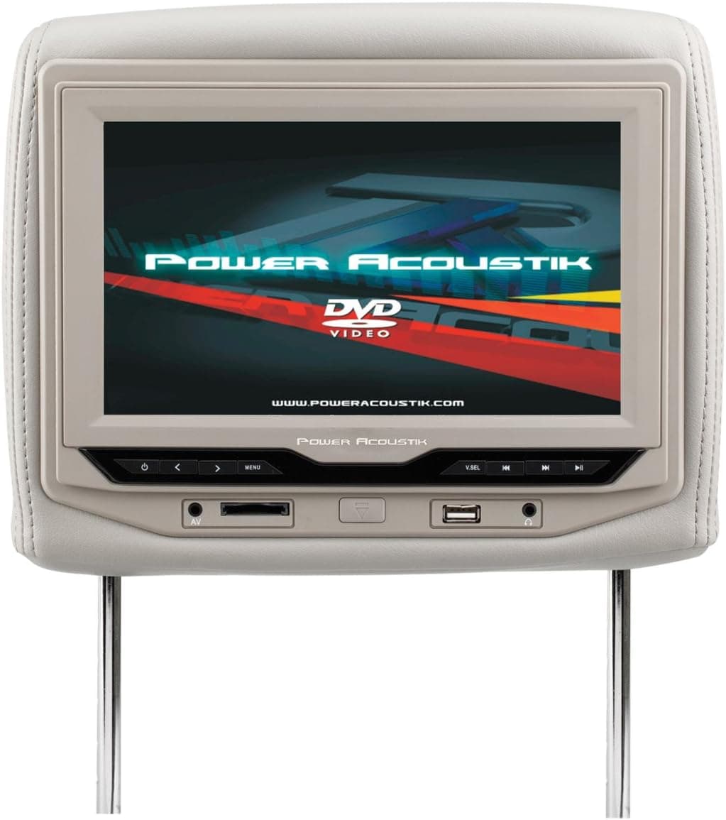 Power Acoustik HDVD-93BG Single 9-Inch Replacement Headrest with DVD and Video Monitor (Beige)
