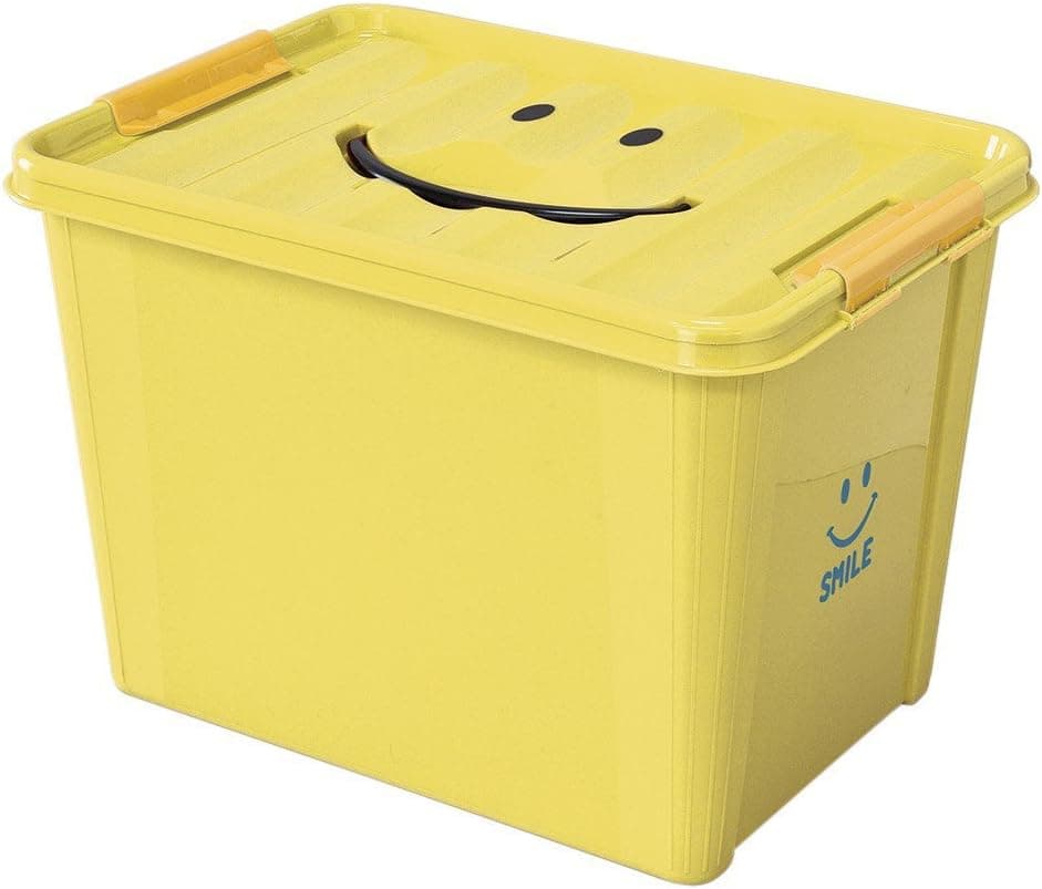 SPICE OF LIFE Kids SMiLE Plastic Storage Box - Large, Yellow - Clothing Bin, Toy Container, Stackable Organizer