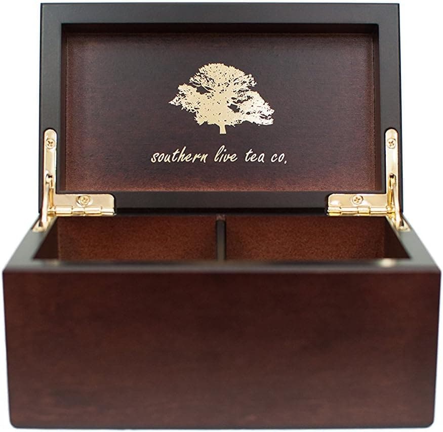 Southern Live Tea Company Mini Two Compartment Wooden Tea Box Chest (Mahogany)