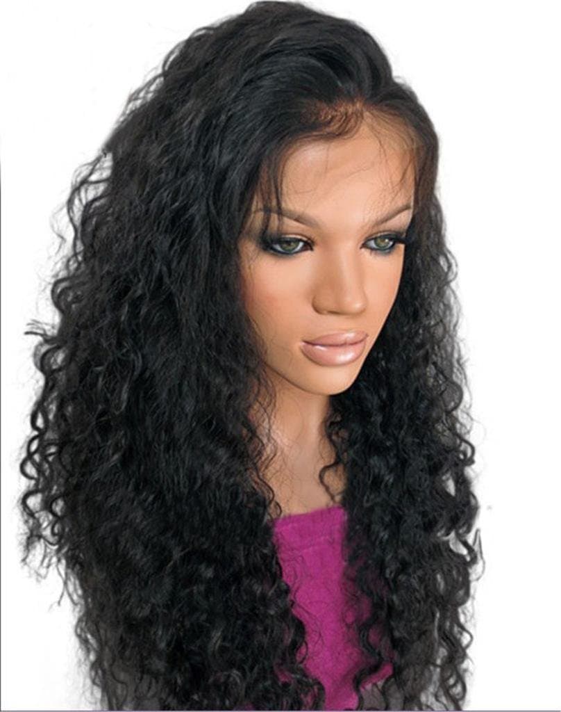 Remeehi Charming Women Lace Front Wig Curly 1B# Off Black 100% Human Hair Lace Wigs With Baby Hair 12"