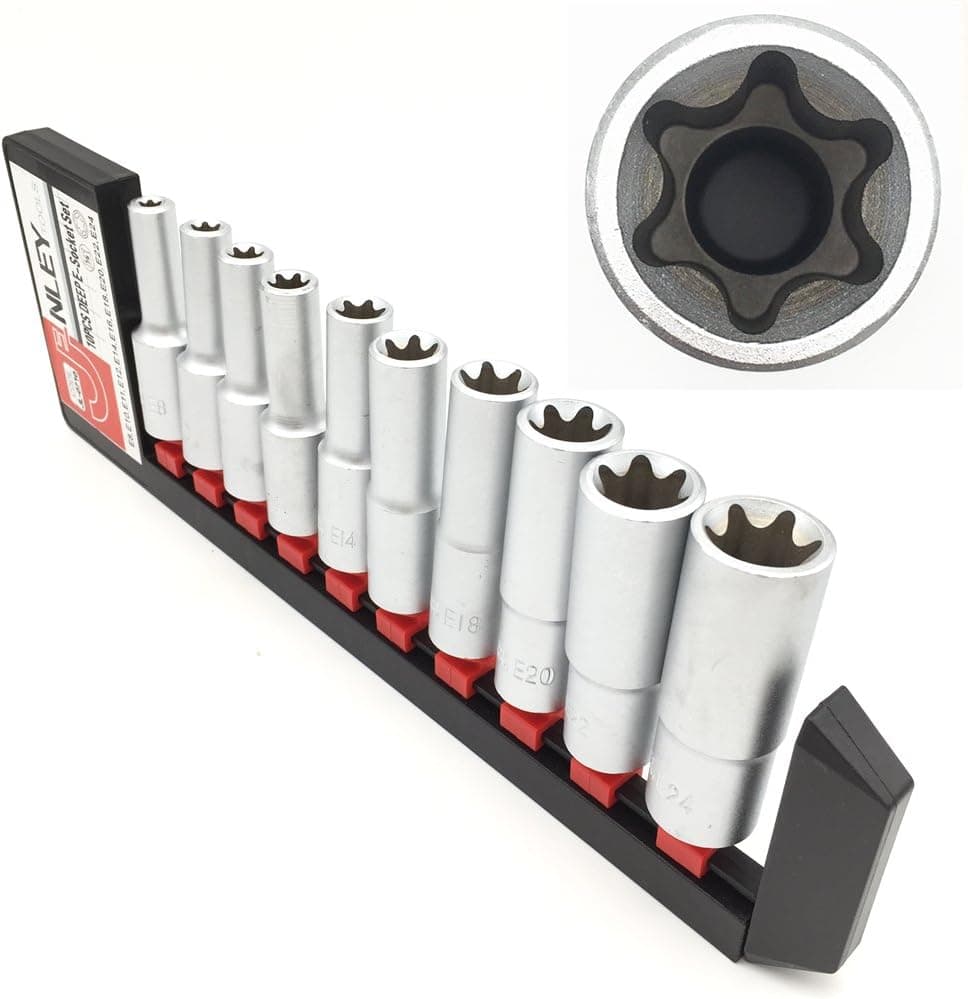 JENLEY DEEP E-TORX (Star) Socket Set,1/2-Inch Drvie E8 - E24, 10-Piece