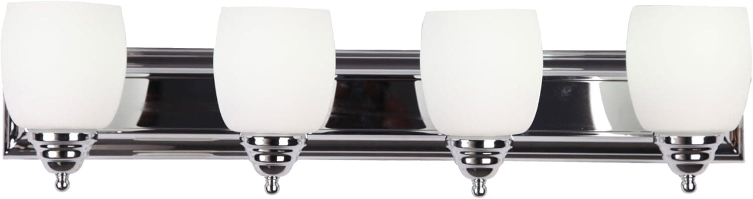 Whitfield VL25-4CH Shantal 30-Inch Four-Light Vanity, Chrome with White Glass