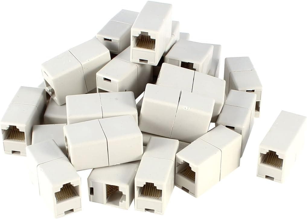 uxcell Grey White Dual Connector RJ45 Modular Network Coupler Adapter 20 Pcs