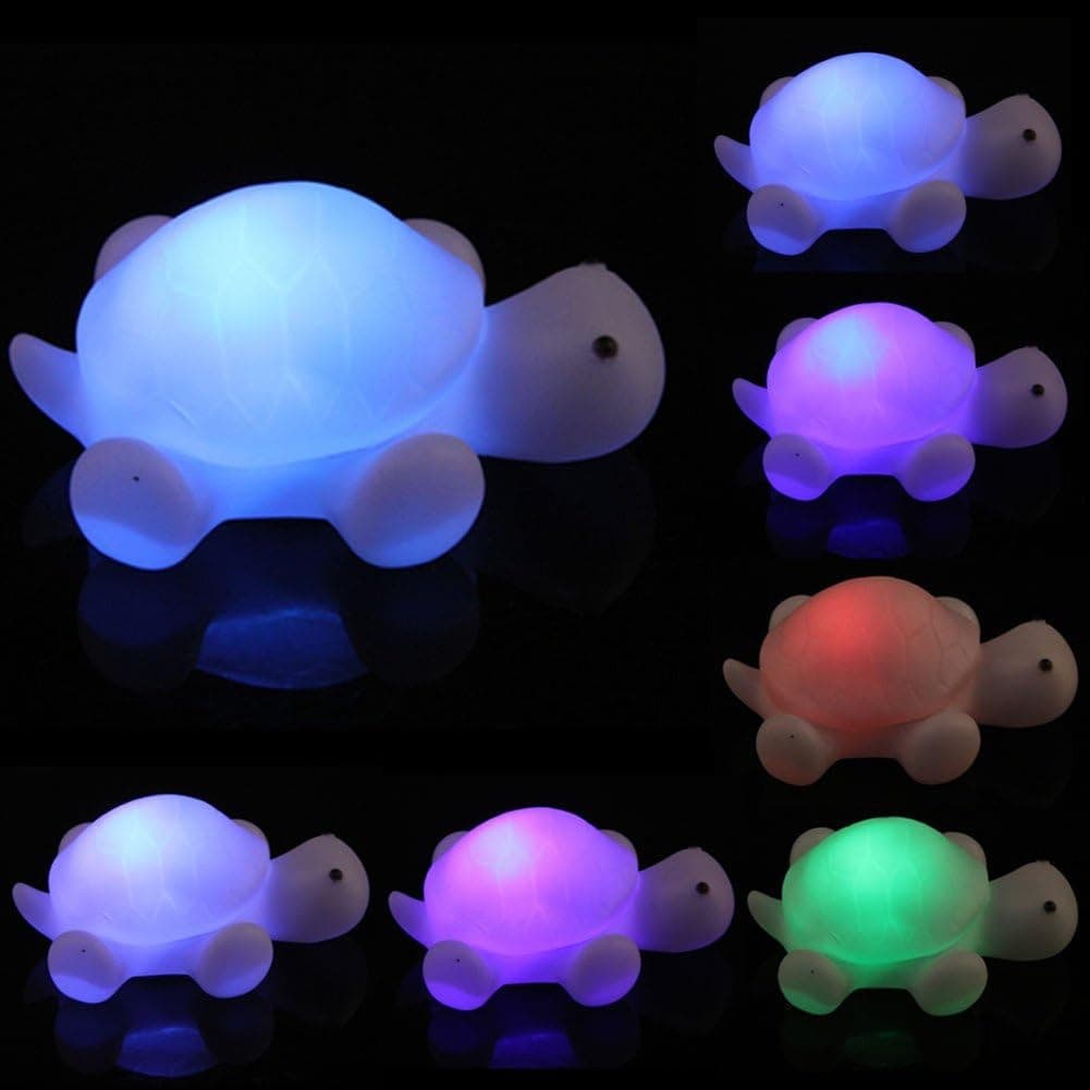 Mini LED Night Light Turtle Small Night Light Lamp for Baby Lovely Dialing Switch LED 7 Colors Changing Night Light Toy Party Gift Plug in Night Light for Kids Bedroom Colorful