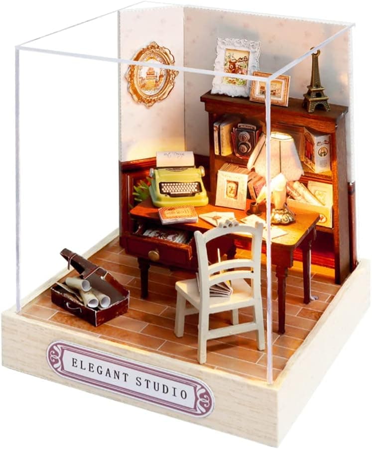 DIY Dollhouse Miniature Kit with Furniture, 3D Wooden Miniature House, 1:36 Scale Miniature Dolls House Kit for Kids QT31…