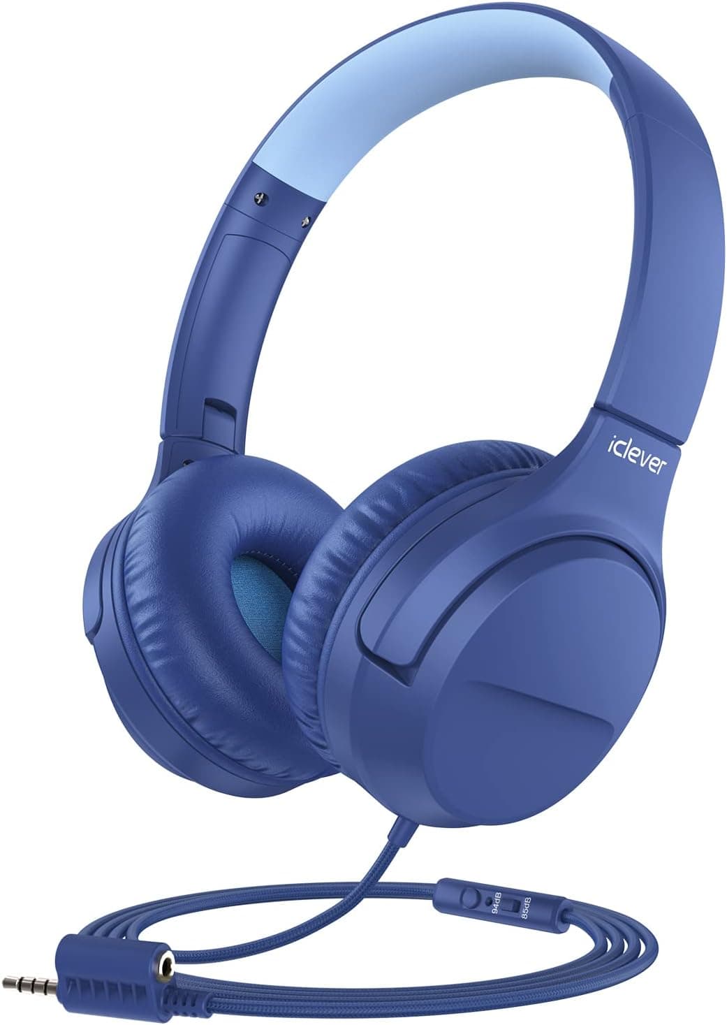 iClever Smiley Kids Headphones Wired with Microphone, 85/94dB Volume Limited, Over-Ear Headphones for Kids with Share Port, Stereo Sound, Foldable Kids Headphones for School/Travel/iPad/Fire Tablet