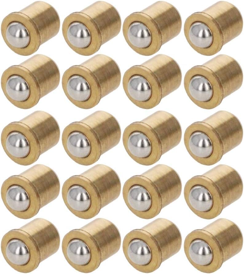 Heyiarbeit Door Cabinet Closet Drawer 0.28" Dia Brass Ball Catch Latch Catcher for Home Furniture Cabinet Closet Door Wardrobe Ball Plunger Brass Tone 20pcs