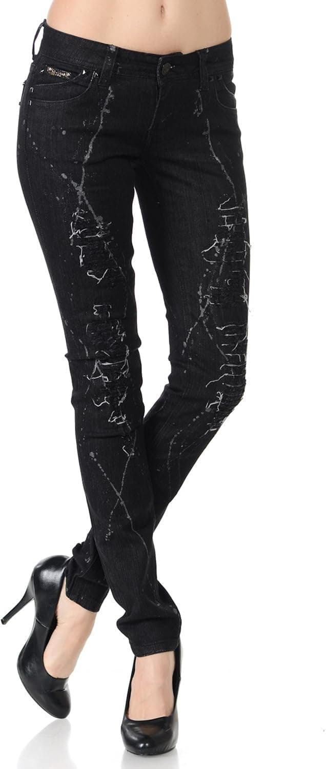 VIRGIN ONLY Women's Paint Splashed Jeans