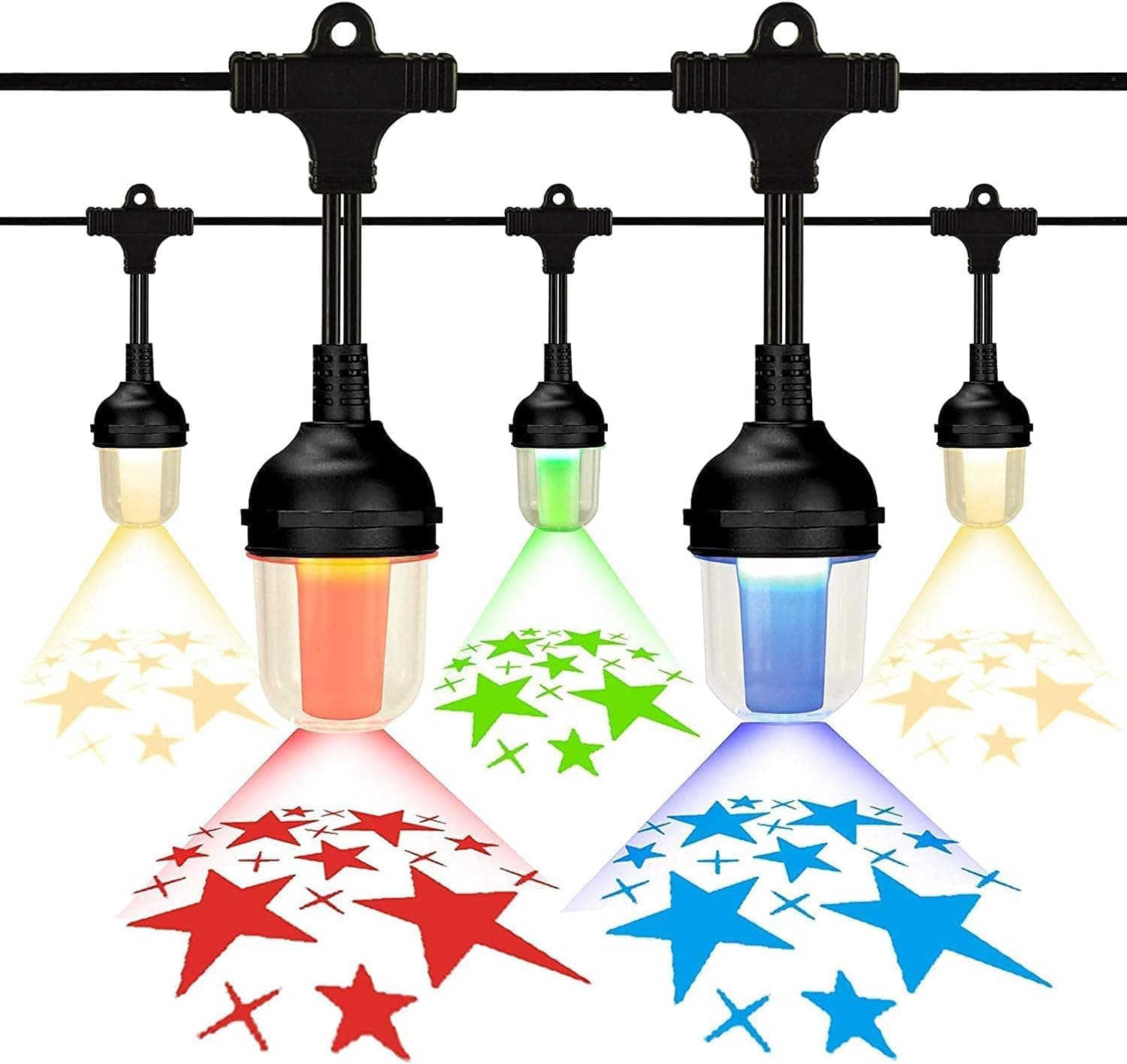 Afirst Multicolor Star String Lights Outdoor - 10 LED Shatterproof Bulb 31.5FT Decorative String Lights for Patio Garden Party Lighting & Decoration