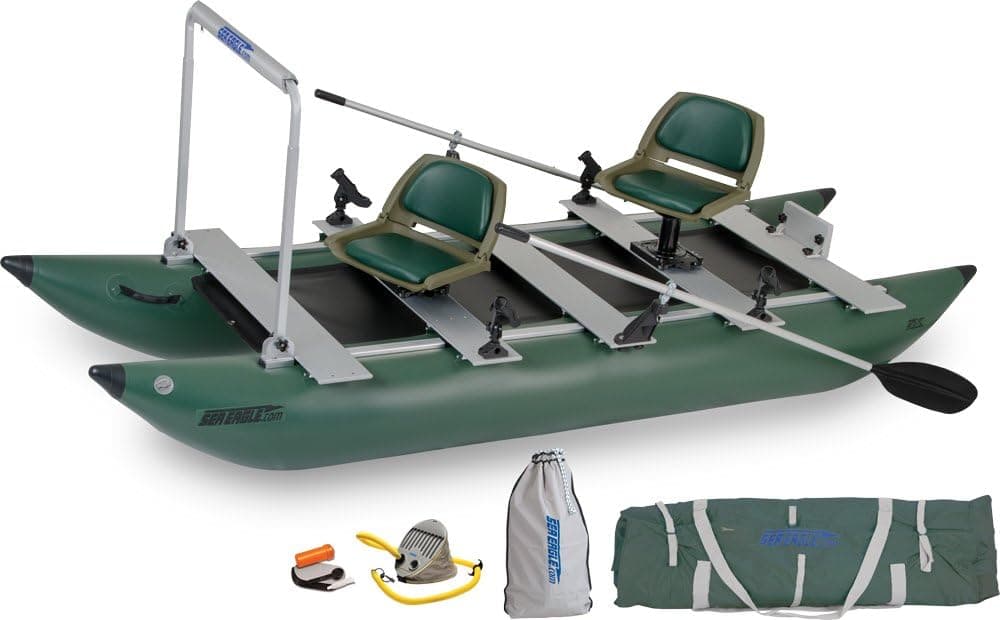 Sea Eagle Green 375FC Inflatable FoldCat Fishing Boat - Pro Angler Guide AMAZON Package
