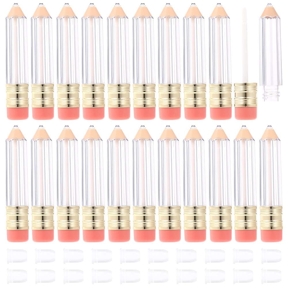 Spiralization Direct 20 Pack 5ml Empty Lip Gloss Tubes Clear Lip Gloss Balm Containers Tubes Pencil Shaped Refillable Lip Oil Bottles for Women Girls DIY Cosmetics
