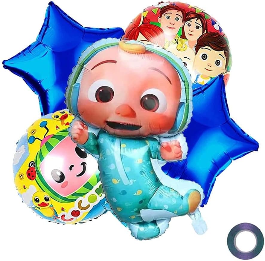 5PCS Balloons Foil 18" and 29" with Blue Ribbon Birthday Decorations for Balloon Arch Birthday Party Decorations Party Package for Party Decor