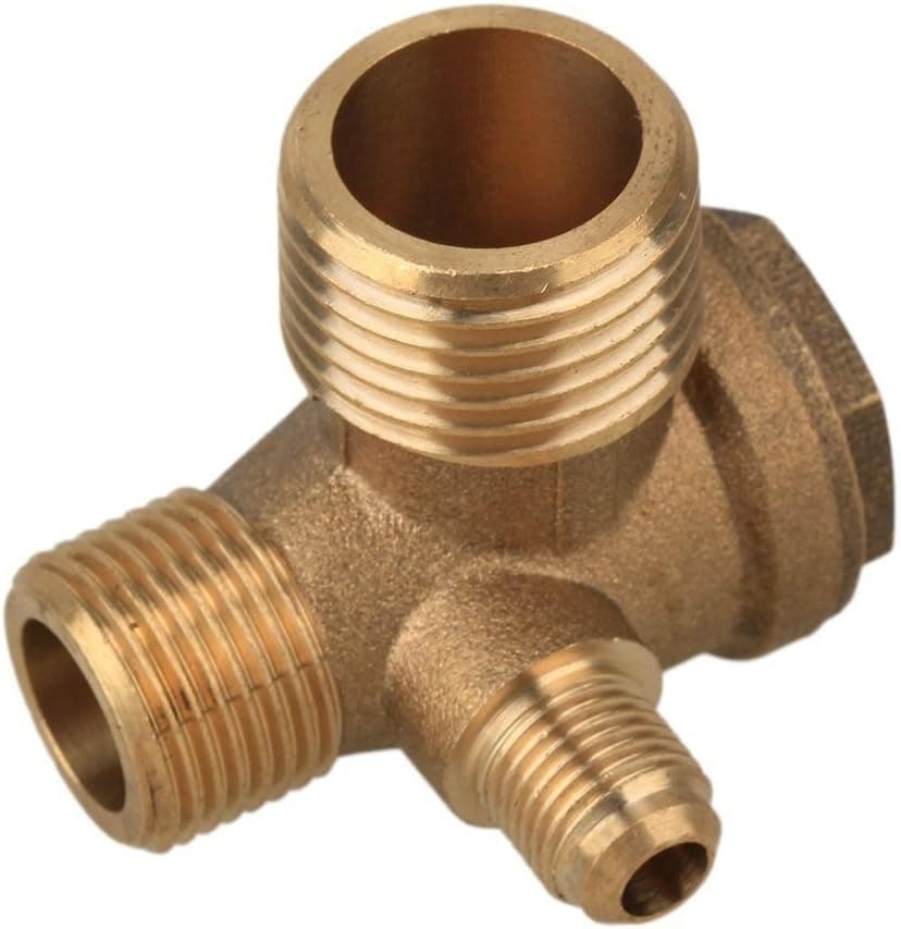 Chiloskit 3-Port Brass Male Threaded Air Compressor Check Valve Central Pneumatic, G1/8x G3/8x G1/2