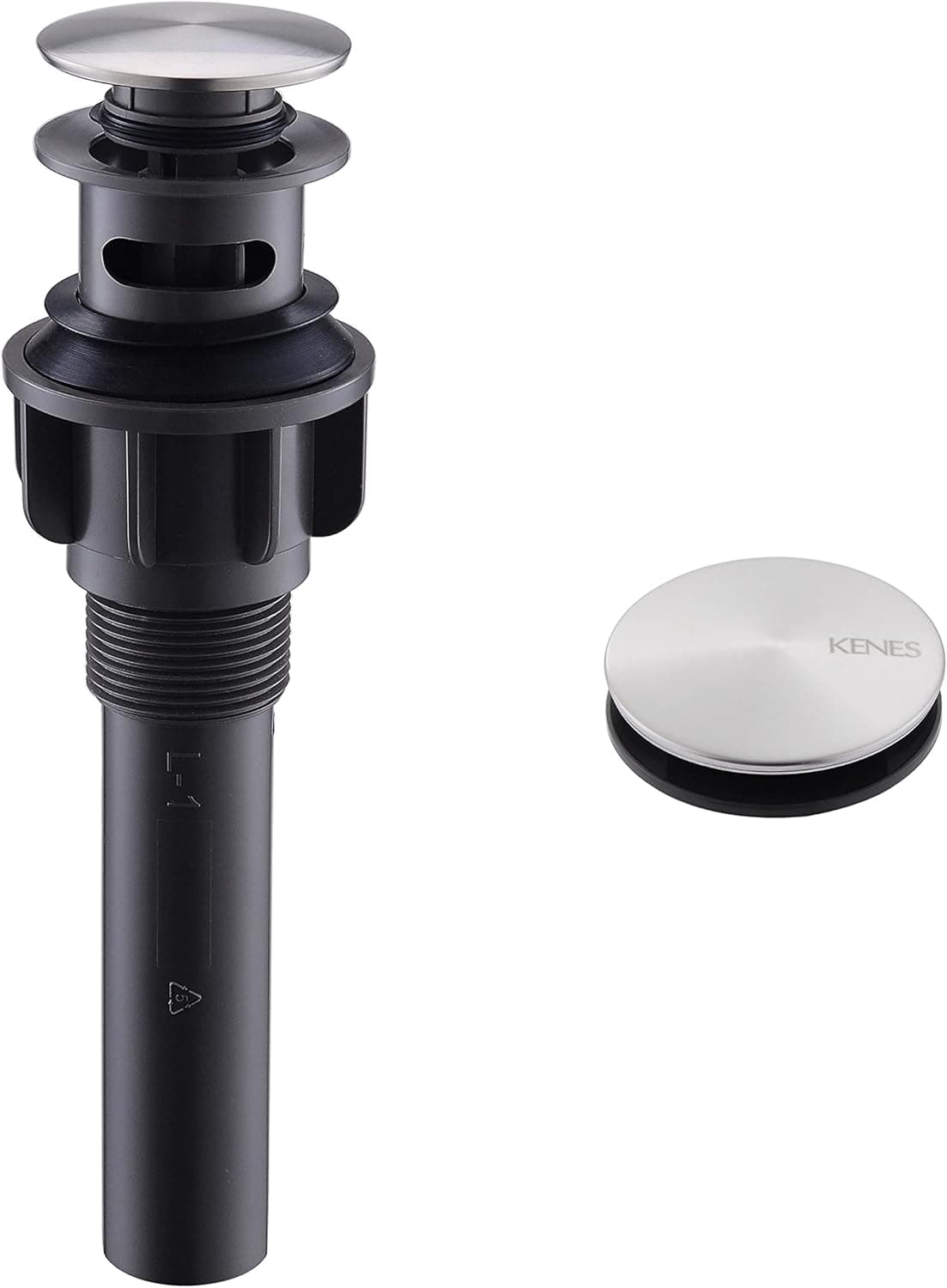 KENES Bathroom Sink Drain Stopper Pop up Sink Drain with Overflow, Brushed Nickel Lavatory Vanity Vessel Sink Drain Assembly, Built-In Anti-Clogging Strainer