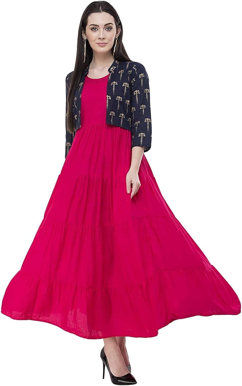AnjuShree Choice Women's Stitched Cotton Anarkali Kurti