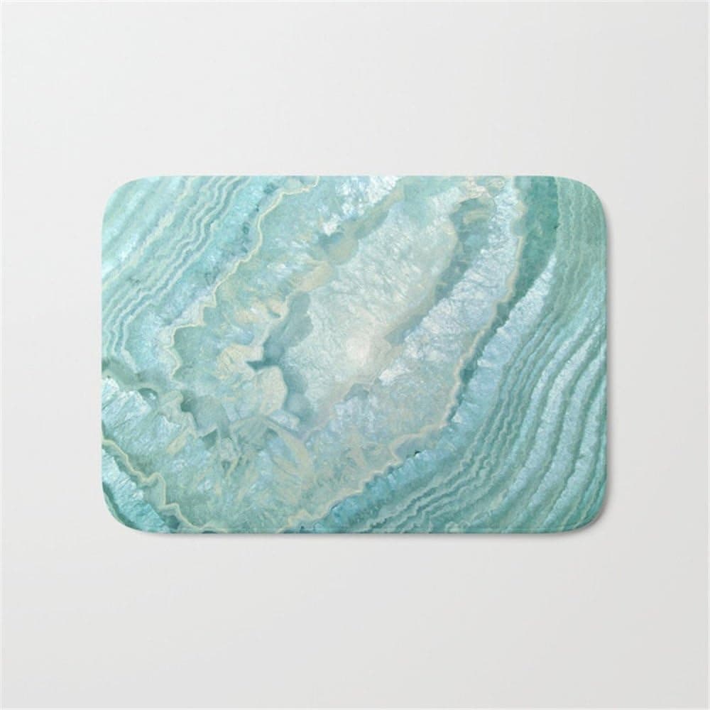 Swou Aquamarine Pastel and Teal Agate Crystal Door Bath Mat 23.6"x 15.7"