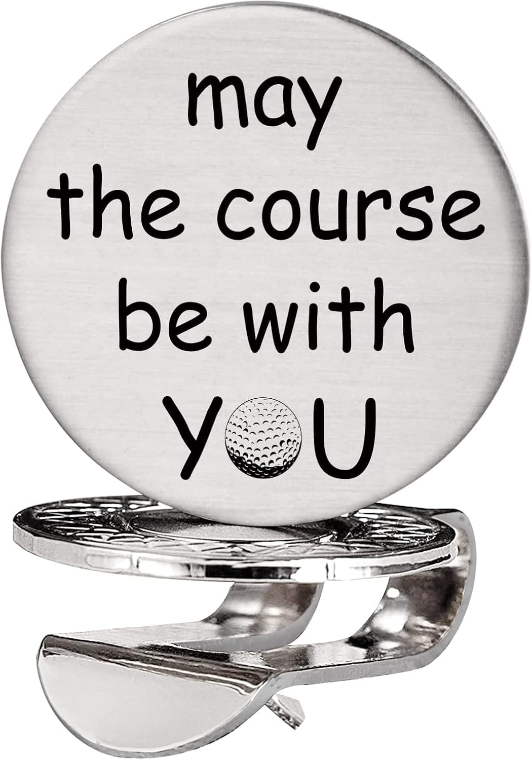Advivio May The Course Be with You - Funny Golf Ball Marker with Magnetic Hat Clip, Stainless Steel Golf Marker Accessories Gifts for Dad, Men, Husband, Boyfriend, Golfer, Golf Lovers