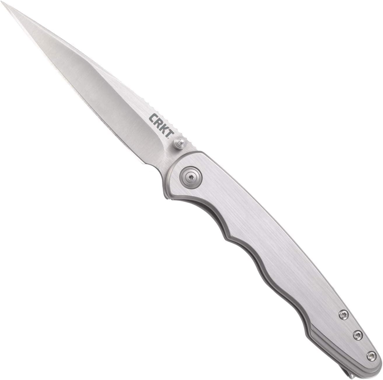 CRKT Flat Out EDC Folding Pocket Knife: Everyday Carry, Satin Blade, Assisted Open, Frame Lock, Stainless Steel Handle, Deep Carry Pocket Clip 7016