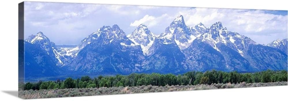 Grand Teton Range Grand Teton National Park WY Canvas Wall Art Print, 60"x20"x1.25"
