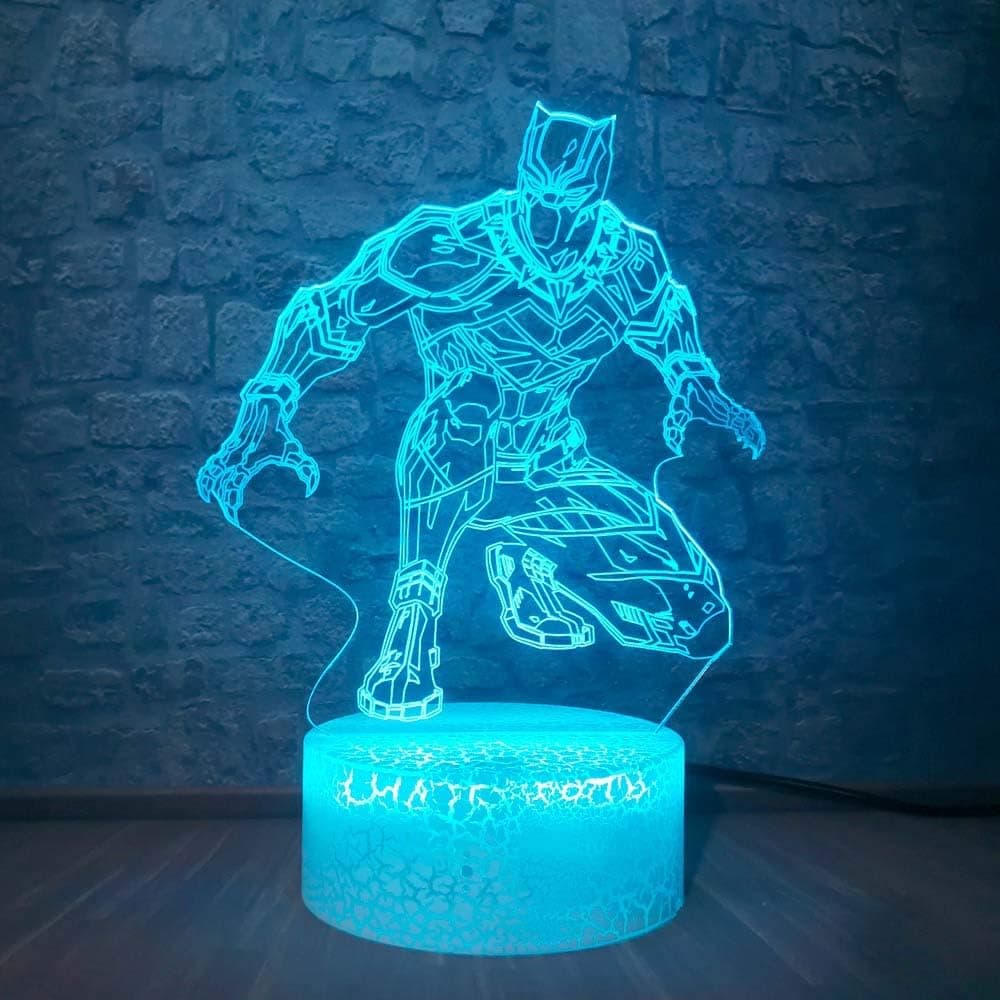 3D LED Lamp Marvel Figure Black Panther RGB Lighting Multicolor Bedroom Decoration Table Kid Night Light Boy Christmas Toys