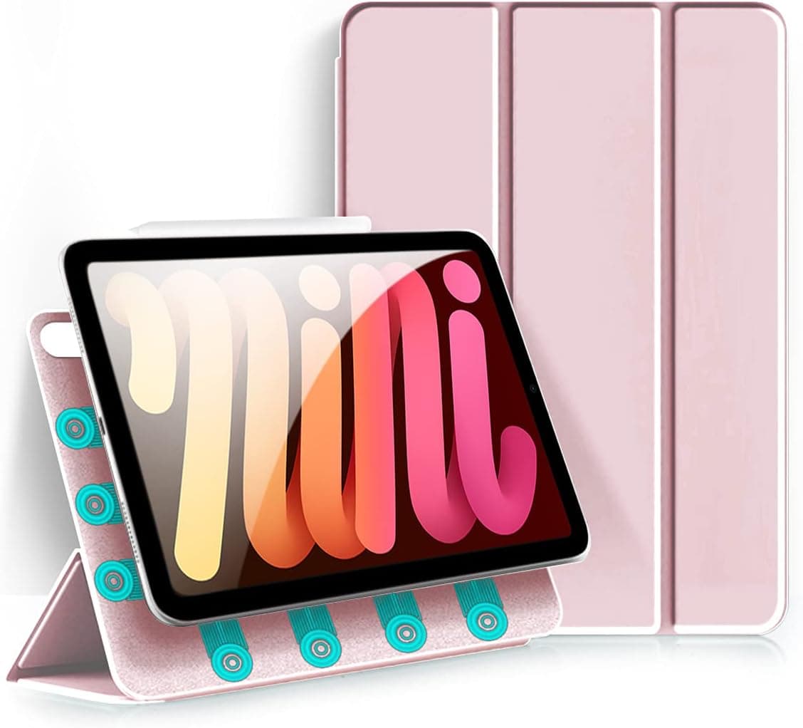 MATEPROX iPad Mini 6 Case,iPad Mini 6th Generation Case,Slim Lightweight Trifold Stand with Hard Back Protective Shell Cover for iPad Mini 6th 8.3" 2021-Baby Pink