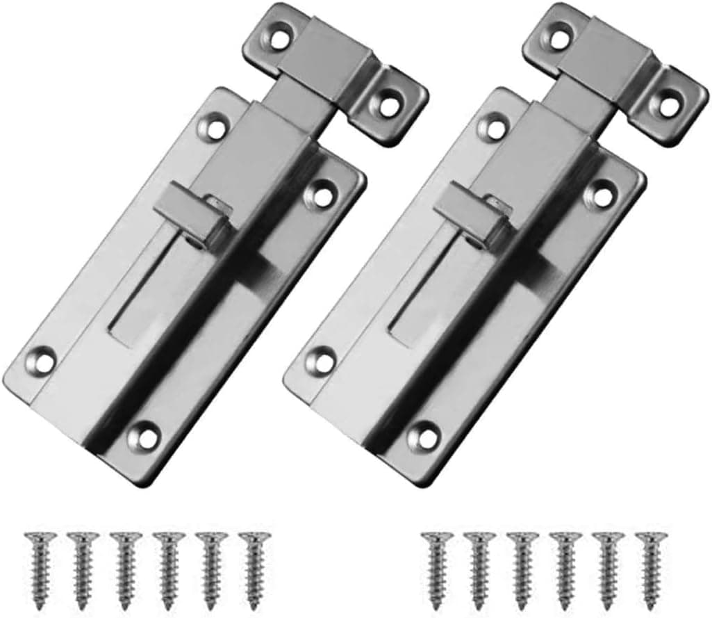 YUCHANG Door Security Slide Latch Lock, Stainless Steel Security Thicken Door Latch Sliding Lock Barrel Bolt, Strong And Sturdy