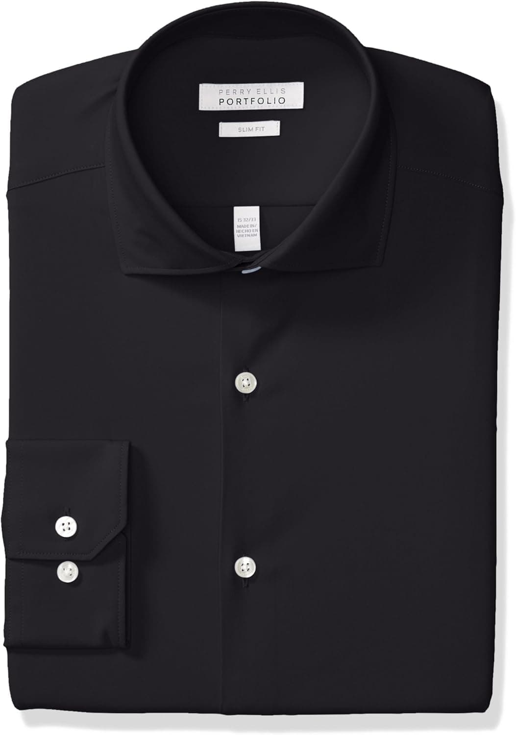 Perry Ellis Men's Non-Iron Tech Slim Fit Comfort Collar Solid Dress Shirt