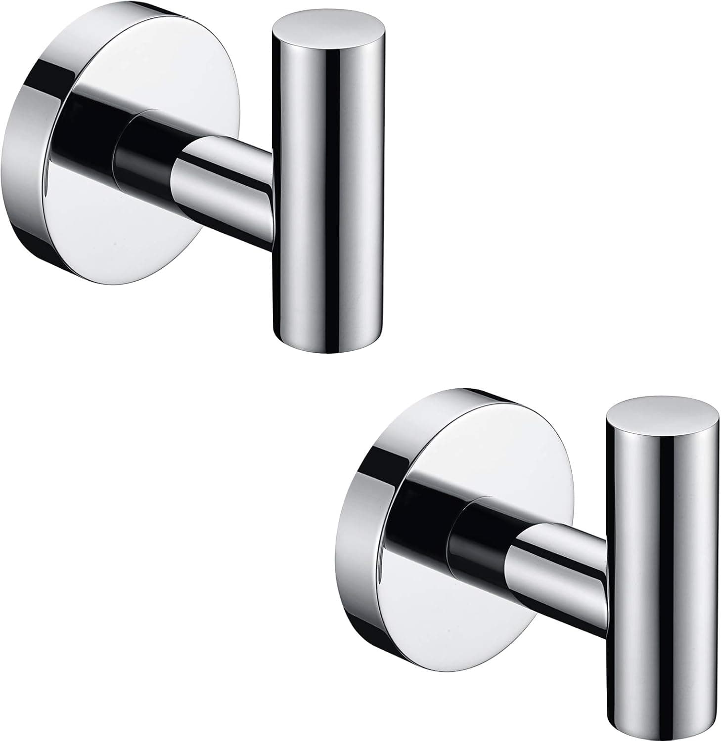 Nolimas Towel Coat Hook Polished Chrome SUS304 Stainless Steel Bathroom Clothes Cabinet Closet Sponges Robe Hook Wall Mounted Round Kitchen Heavy Duty Door Hanger 2 Packs