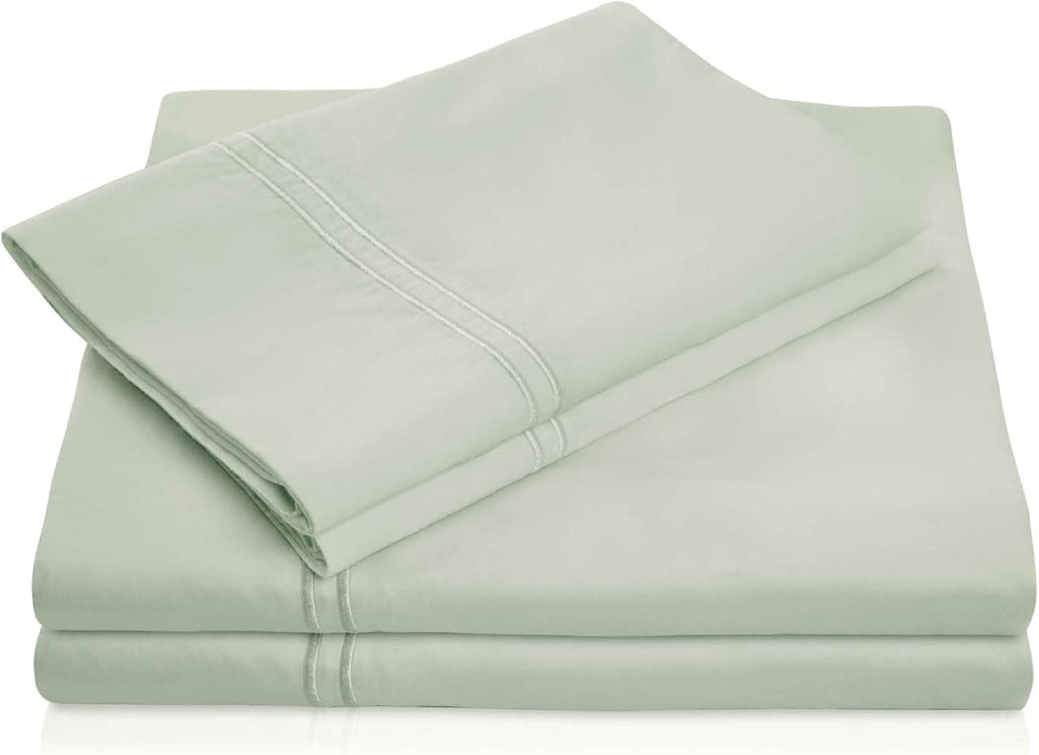 MALOUF 600 Thread Count Egyptian Cotton Single Ply Bed Sheet Set-Split King-Silver Sage