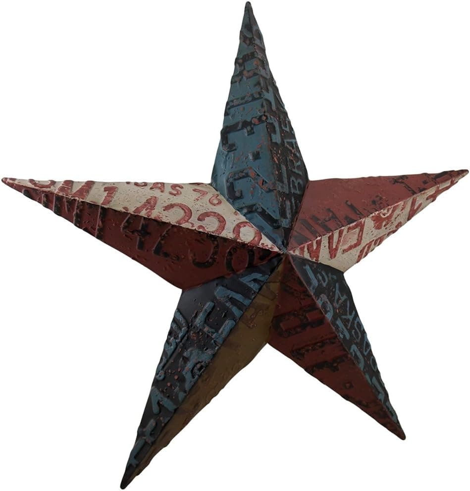 Zeckos Rustic Metal License Plate Barn Star Wall Hanging