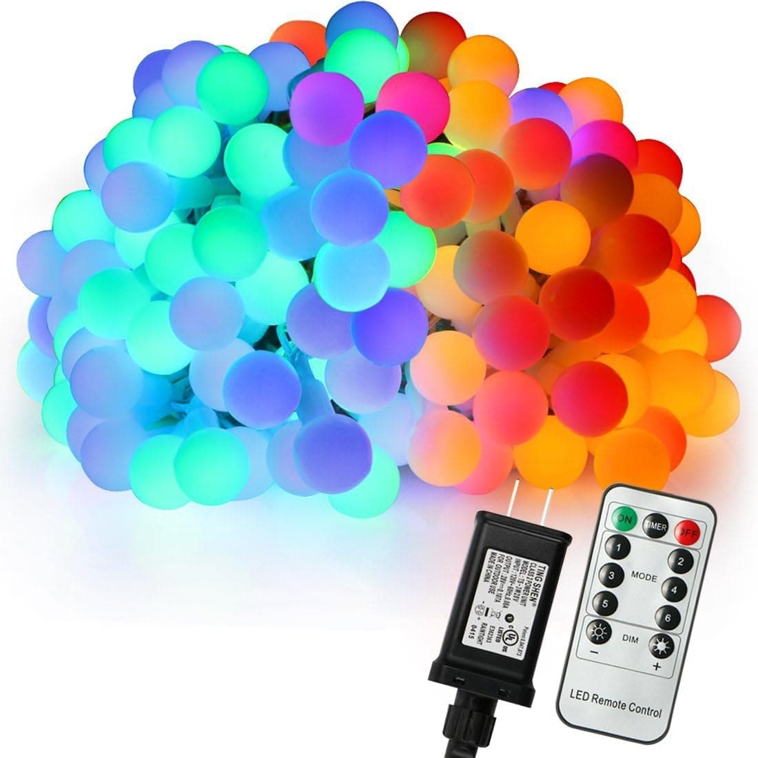 Koopower Ball Fairy Lights 39 ft 100 LED Globe String Light with Timer 31V Low Voltage Plug and Remote 8 Mode Dimmable for Xmas Tree Garden Home Lawn