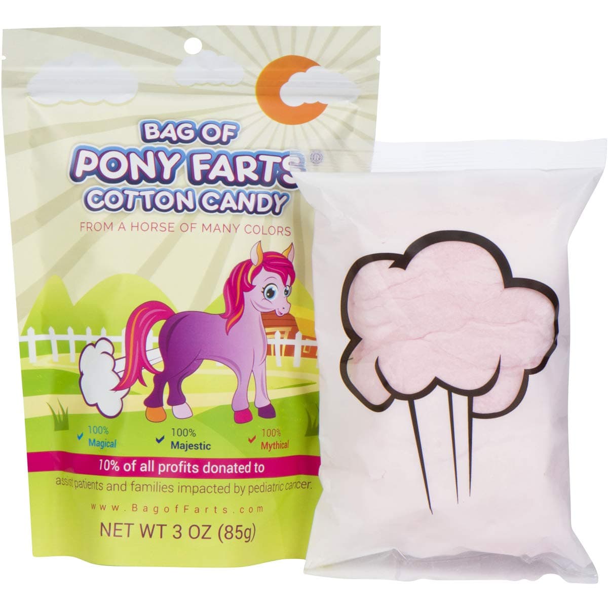 Bag Of Pony Farts Cotton Candy Funny for All Ages Unique Birthday for Friends, Mom, Dad, Girl, Boy Funny Easter Basket Stuffer Gag Gift, 3 ounces / 1 pack