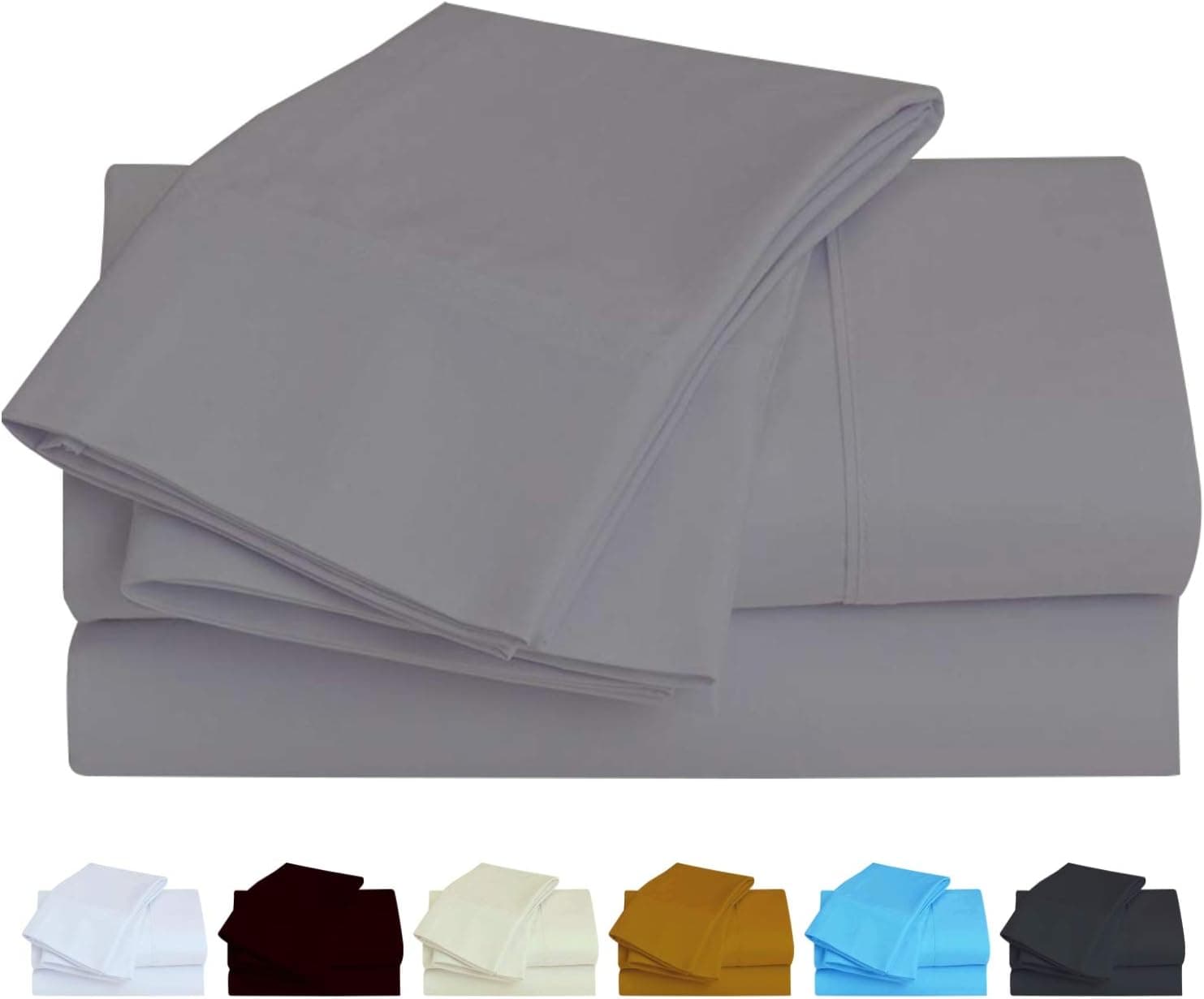 The Impress Linens Luxurious and Premium Quality 4-Pc Bedsheet Set 100% Egyptian Cotton 1000 TC with 18'' Deep Pocket, Ultra Soft Silky and Durable Sheet (Twin-Silver Gray)