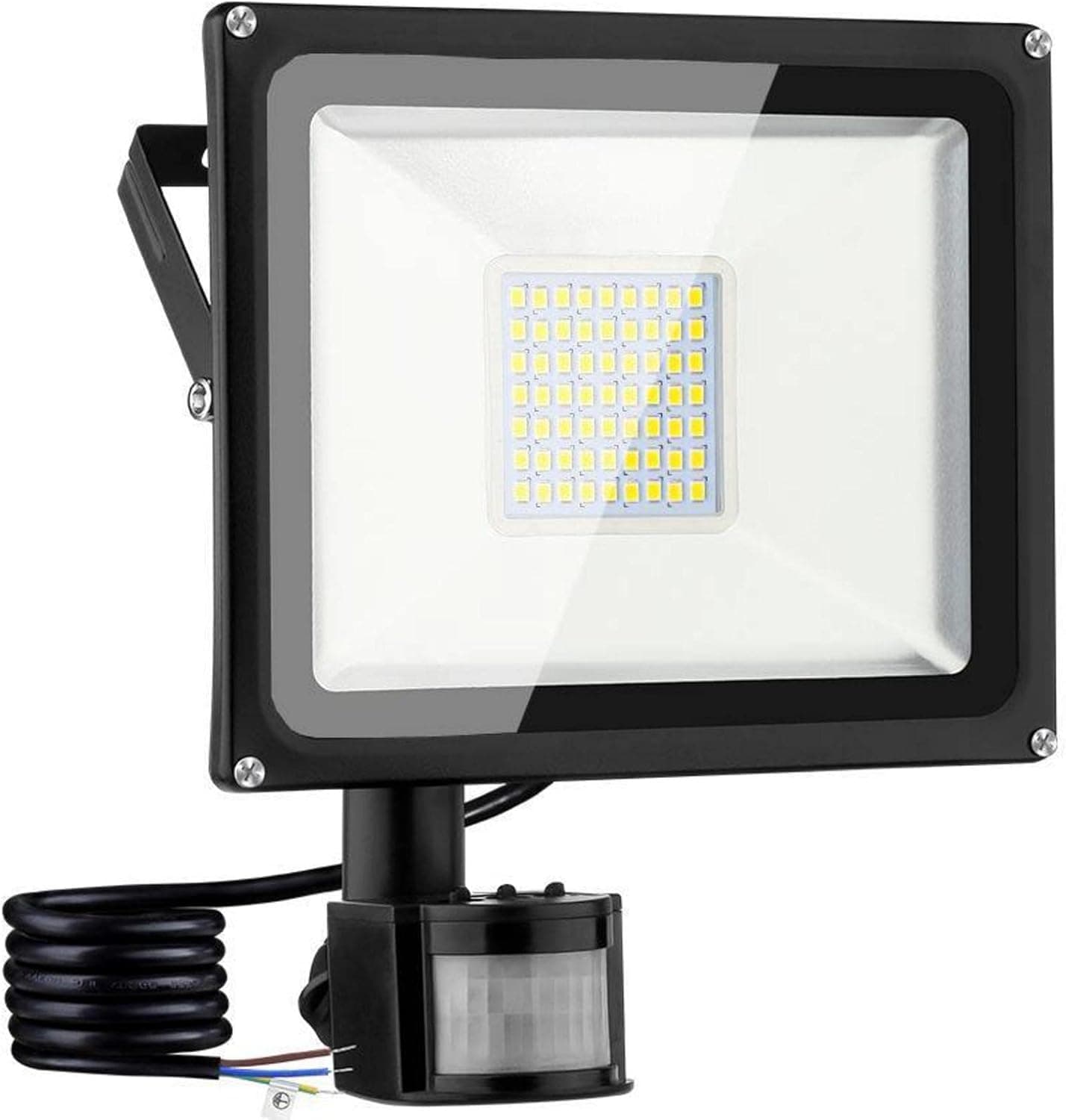 30W LED Flood Light Outdoor,3000lm LED Work Light with Motion Sensor, IP65 Waterproof Floodlight Fixture, 3000K Daylight Warm White Super Brights Security Light for Yard Garden Basketball Court Garage
