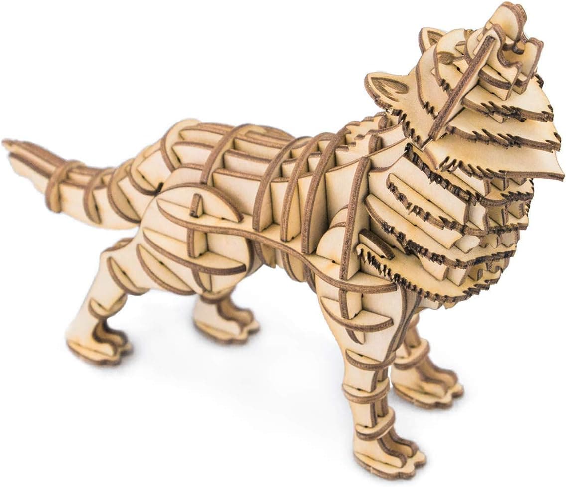 Rowood 3D Wooden Puzzles for Adults,Animal Model Kits for Adults to Build, Gifts for Kids Ages 8+ -Wolf