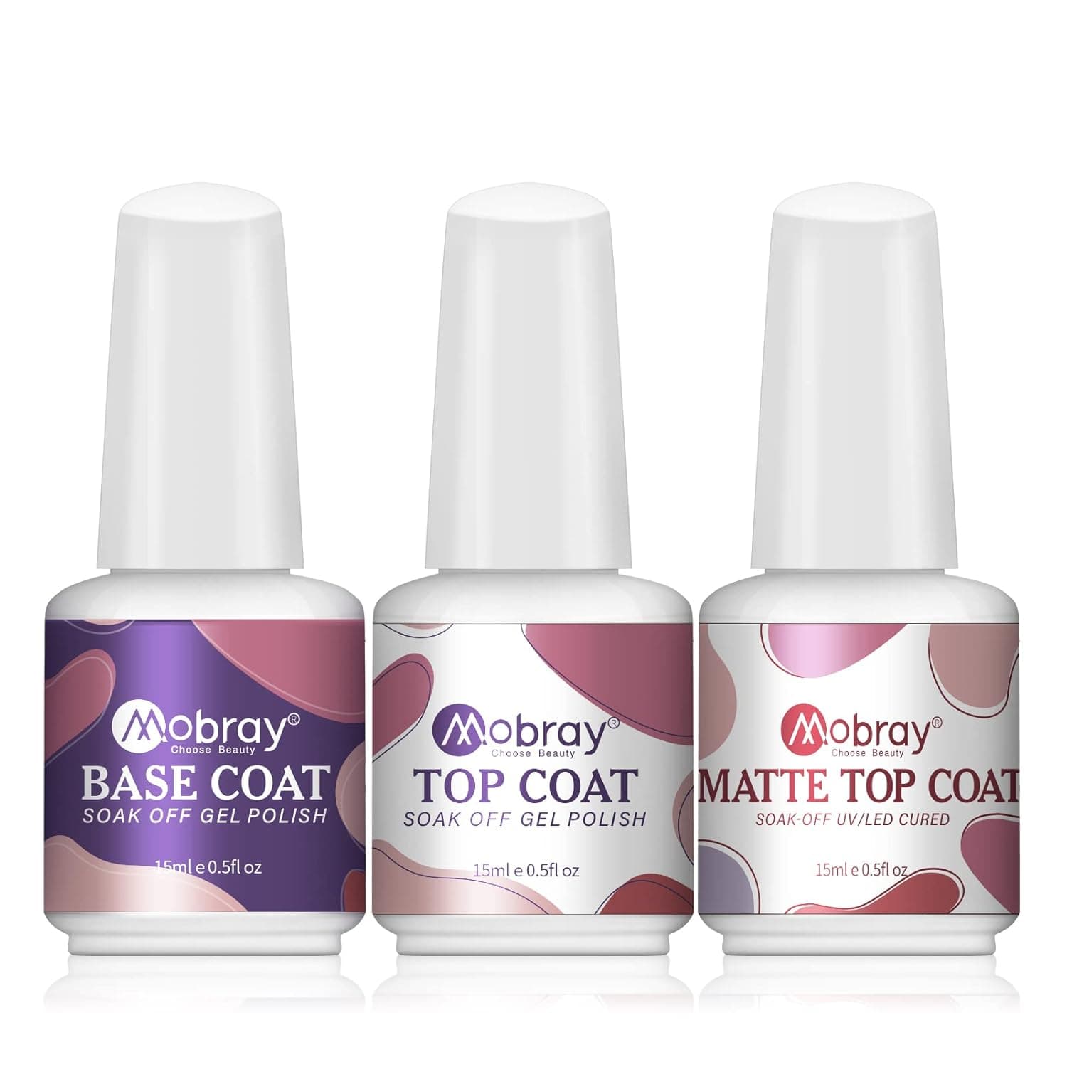 Bulubulu Gel Top Coat and Base Coat Set, 3 Pcs 15ml No Wipe Gel Nail Polish Shine Top Coat and Matte Top Coat Long Lasting For Home DIY and Nail Salon.