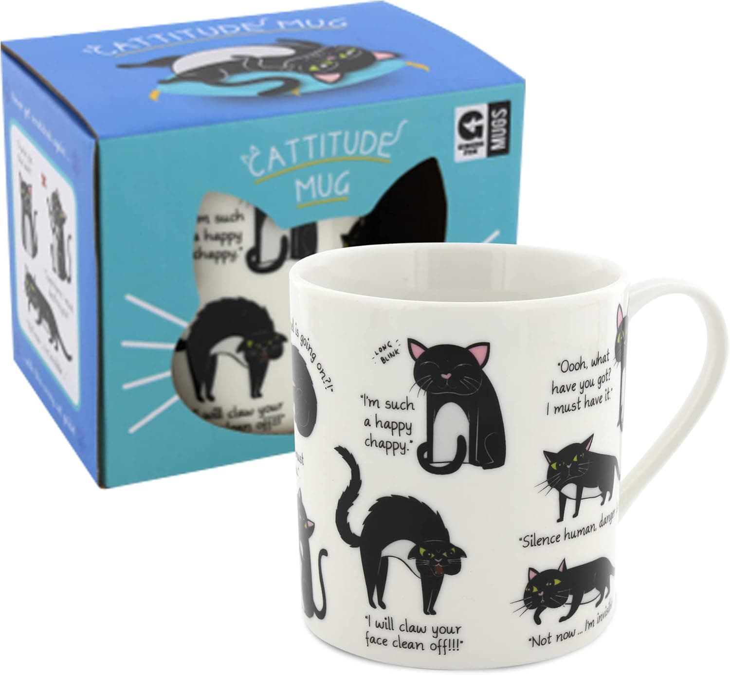 Ginger Fox - The Cattitude Ceramic Coffee Mug, Cat Mug, Cute Mugs with Your Cat’s Crazy Mood Swings, Microwave & Dishwasher-Safe Ceramic Mug, Cat Gifts for Cat Lovers, 360 mL