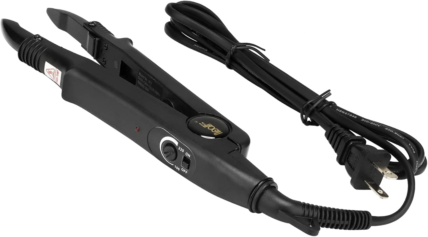 TopWigy Professional Hair Extensions Tool Hair Connector Fusion Heat Iron Connector Wand Temperature Adjustable Melting Tool with US Plug (Black U-tip)