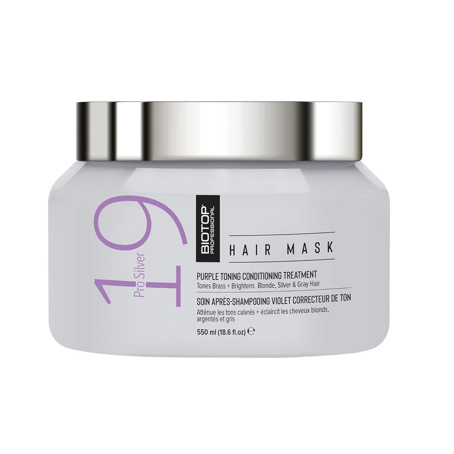 Biotop Professional 19 Hair Mask Pro Silver for All Blonde Shades Parabens Free SLS Free 18.6 fl oz