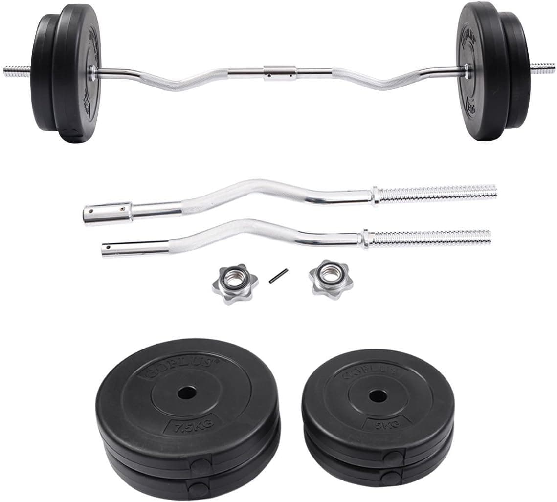 Giantex Barbell Dumbbell Weight Set Gym Lifting Exercise Curl Bar Workout 64 LB