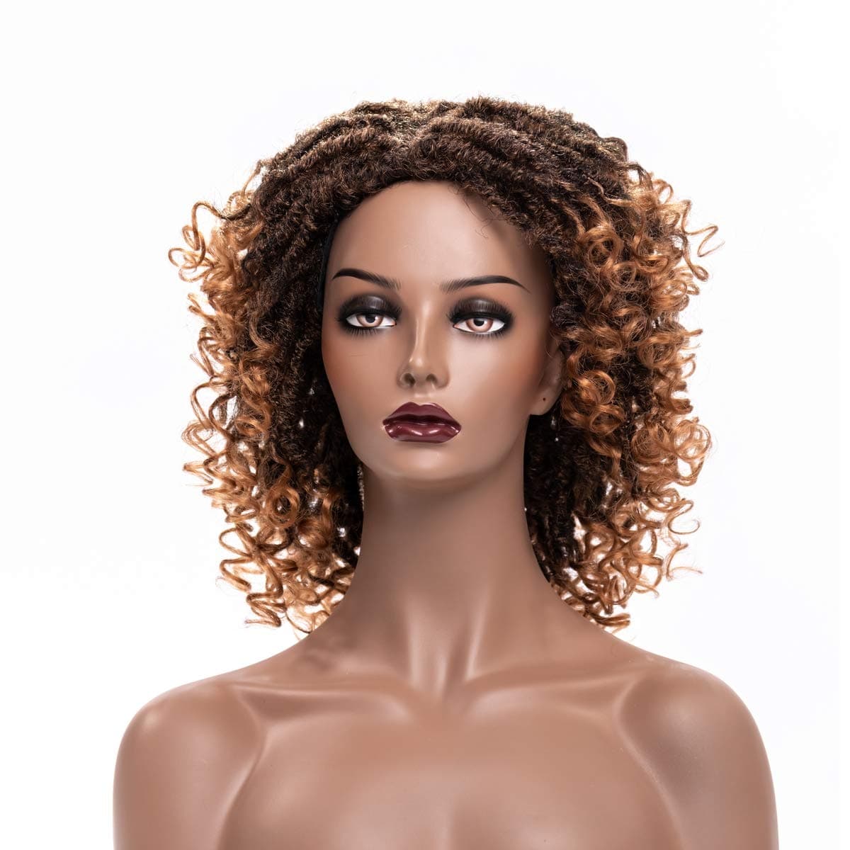 Maysmoon Braided Wigs for Black Women Ombre Dreadlocks Wig Faux Locs Crochet Hair Wigs With Curly Ends Heat Resistant Afro Short Curly Daily Wigs color (1B/27)