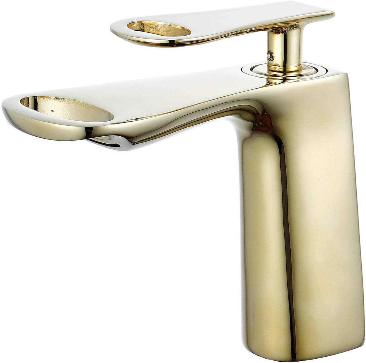Leekayer Single Handle Bathroom Sink Faucet Waterfall Faucets for Bath 1 Hole Mount Lavatory Modern Golden Chrome Finish